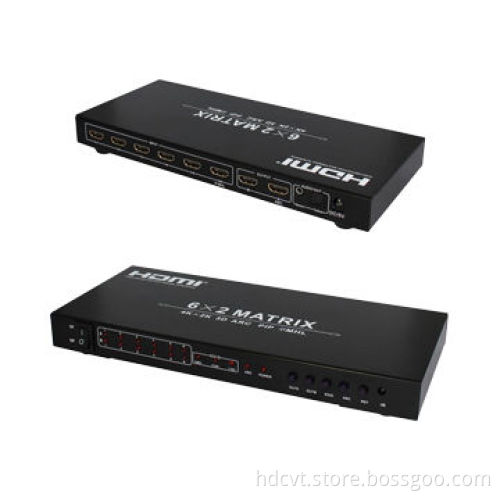 6 by 2 HDMI 1.4 Matrix, Supports ARC CEC .3D Video & 4Kx2K, MHL Input, PiP